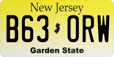 NJ license plate B63ORW