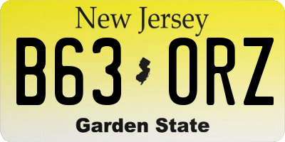 NJ license plate B63ORZ