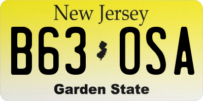 NJ license plate B63OSA