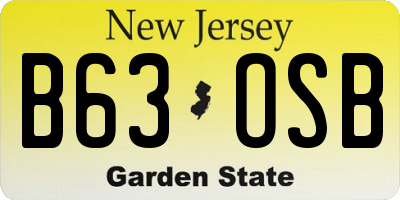 NJ license plate B63OSB