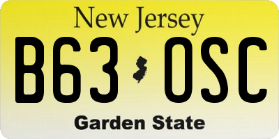 NJ license plate B63OSC