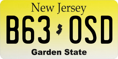 NJ license plate B63OSD