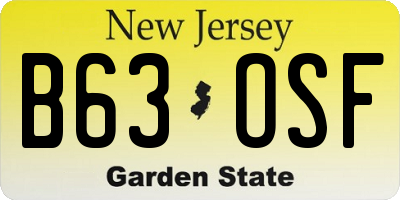 NJ license plate B63OSF