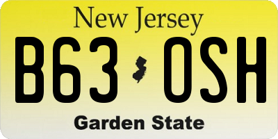 NJ license plate B63OSH