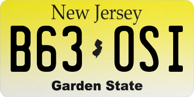 NJ license plate B63OSI