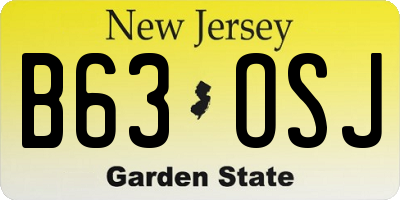 NJ license plate B63OSJ