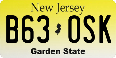 NJ license plate B63OSK