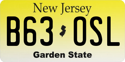 NJ license plate B63OSL