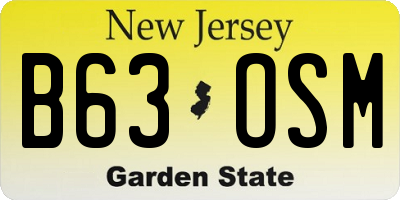 NJ license plate B63OSM