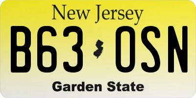 NJ license plate B63OSN