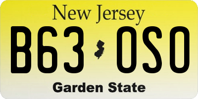 NJ license plate B63OSO