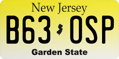 NJ license plate B63OSP