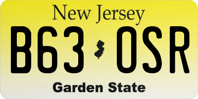 NJ license plate B63OSR