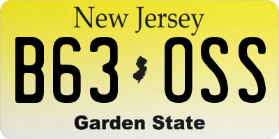 NJ license plate B63OSS