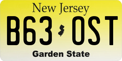 NJ license plate B63OST