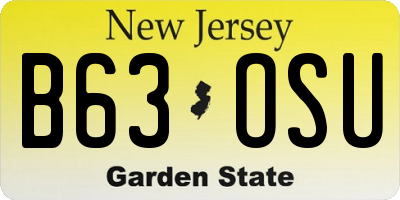 NJ license plate B63OSU