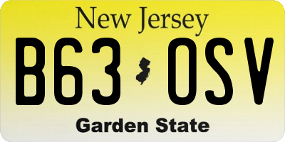 NJ license plate B63OSV