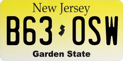 NJ license plate B63OSW