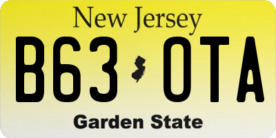 NJ license plate B63OTA