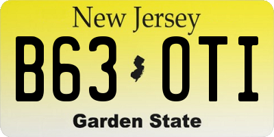 NJ license plate B63OTI