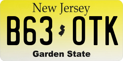 NJ license plate B63OTK