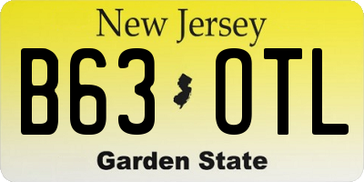 NJ license plate B63OTL