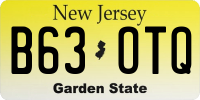NJ license plate B63OTQ