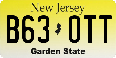 NJ license plate B63OTT