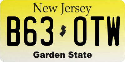 NJ license plate B63OTW