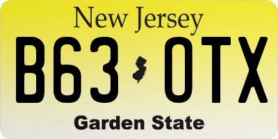 NJ license plate B63OTX