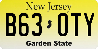 NJ license plate B63OTY