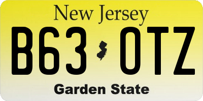 NJ license plate B63OTZ