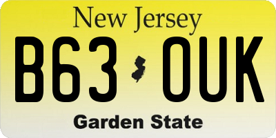 NJ license plate B63OUK