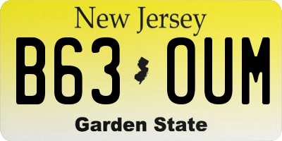 NJ license plate B63OUM