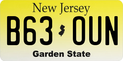 NJ license plate B63OUN