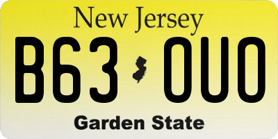 NJ license plate B63OUO