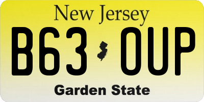 NJ license plate B63OUP