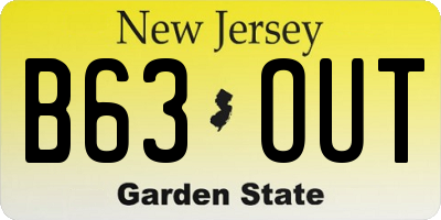 NJ license plate B63OUT