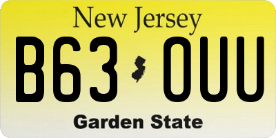 NJ license plate B63OUU