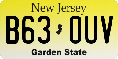 NJ license plate B63OUV