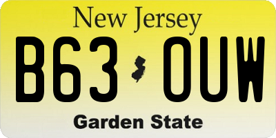 NJ license plate B63OUW