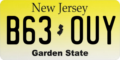 NJ license plate B63OUY