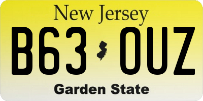 NJ license plate B63OUZ