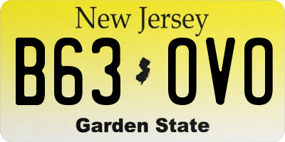 NJ license plate B63OVO