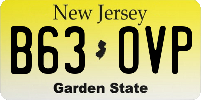 NJ license plate B63OVP