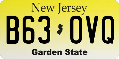 NJ license plate B63OVQ
