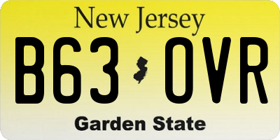 NJ license plate B63OVR
