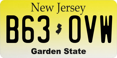 NJ license plate B63OVW