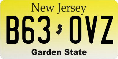 NJ license plate B63OVZ