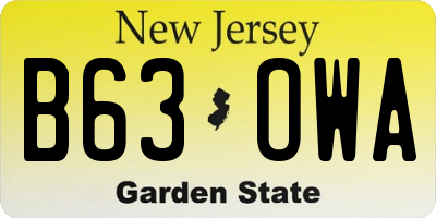 NJ license plate B63OWA